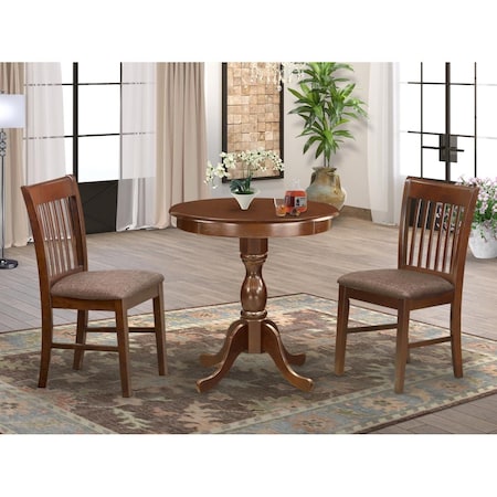 East West Furniture 3 Piece Eden Dining Room Table Set - Mahogany ESNF3-MAH-C